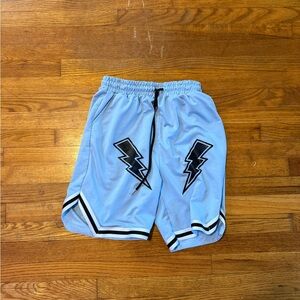 Sky Blue Athletic Men Shorts with Lightning Design